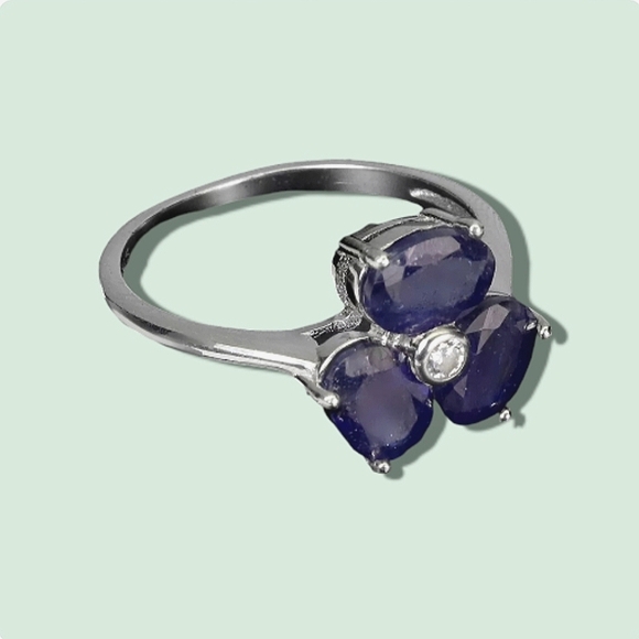 925 Sterling Silver Ring Sz 8.75 with Natural Blue Sapphire 7x5mm Gemstone - Picture 3 of 3
